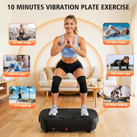 Vibration Plate Exercise Machine, 130 Levels Full Body Workout Vibrating Plate for Lymphatic Drainage Weight Loss, 450 Lbs Capacity Shake Platform with Bluetooth for Women Men