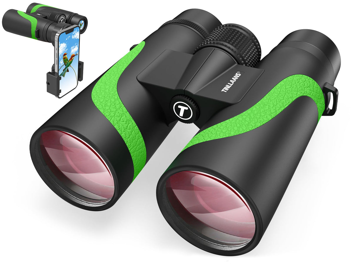 15x55 HD Binoculars for Adults High Powered,8° Wide Angle Binoculars,367/1000yds,BAK4 Prism FMC Lens,IPX7 Waterproof Binoculars for Bird Watching Hiking Travel Sports with Phone Adapter(Green)