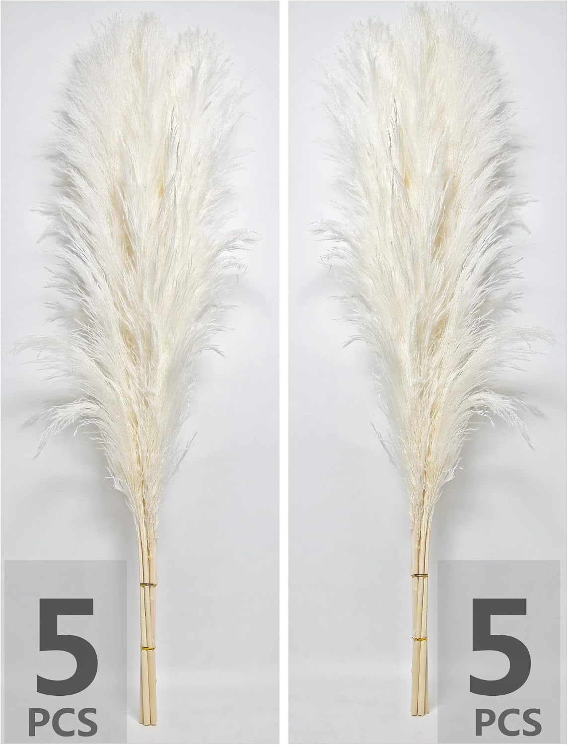 10 Stems 46" inch White Pampas Grass Decor Tall, Large Pompas Grass, Boho Neutral Home Decor Bouquet, Fluffy Pampass Grass for Floor Vase Wedding Floral Arrangements Wall Farmhouse Table Decor
