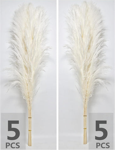 10 Stems 46" inch White Pampas Grass Decor Tall, Large Pompas Grass, Boho Neutral Home Decor Bouquet, Fluffy Pampass Grass for Floor Vase Wedding Floral Arrangements Wall Farmhouse Table Decor