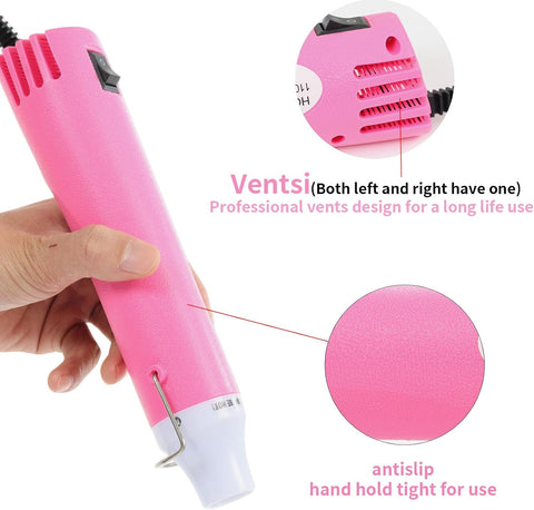 Heat Gun 300W, Handed Hot Air Gun for Crafting and DIY (Pink)