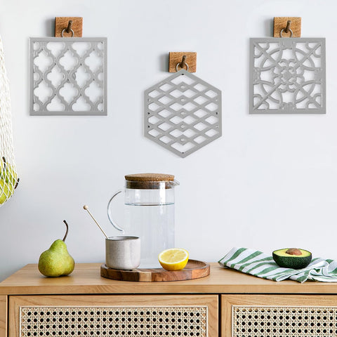 JOGREFUL Cast Iron Trivet, Kitchen Pot Heat Resistant Mat Classic Gray