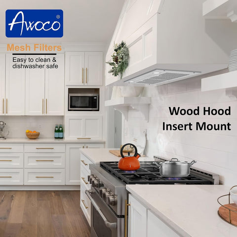 36"Wx14-1/2”D Split Insert Ceiling Mount Range Hood with 6" Remote Blower