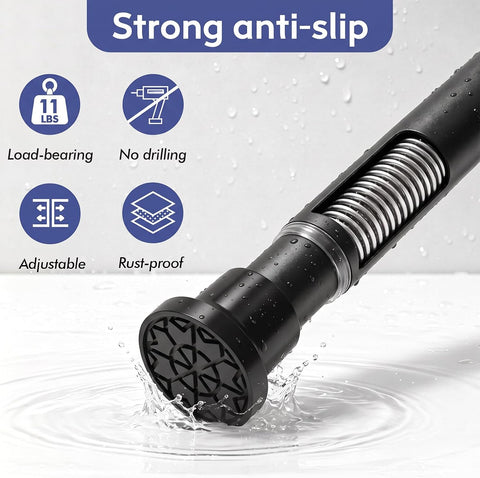 Corklatta Black Spring Tension Curtain Rods Adjustable 24-48 Inch