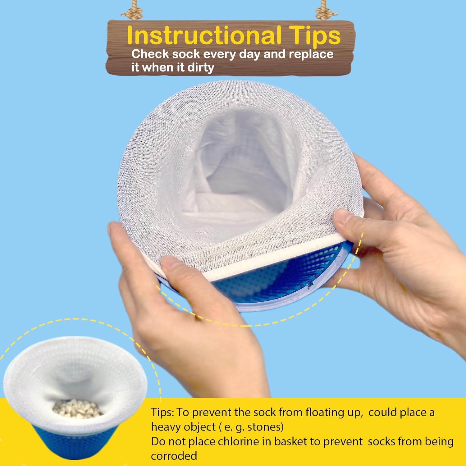 50 Pack Pool Filter Skimmer Socks - Pool Socks for Skimmer Basket