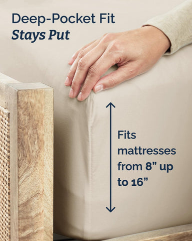 Twin XL 3 Piece Sheet Set - College Dorm Room Essentials - Wheat
