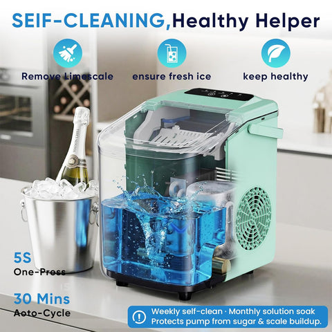 NEWBULIG Ice Maker, Countertop Ice Machine with Portable Handle