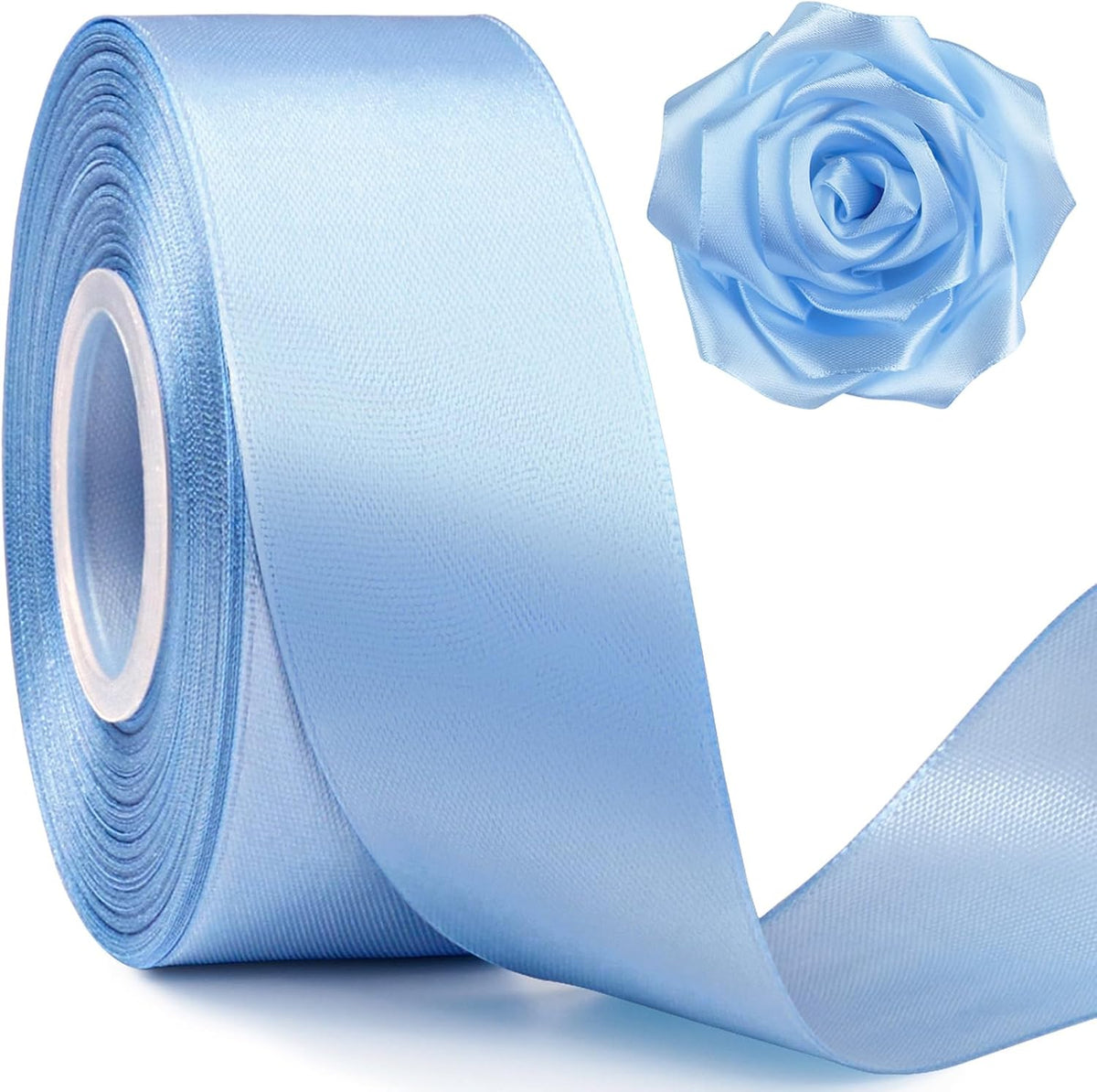 Mauproy Sky Blue Satin Ribbon, 1-1/2 Inch, 50 Yards