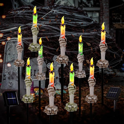 Halloween Decorations Outdoor, Solar Pathway Lights, 10 Pack
