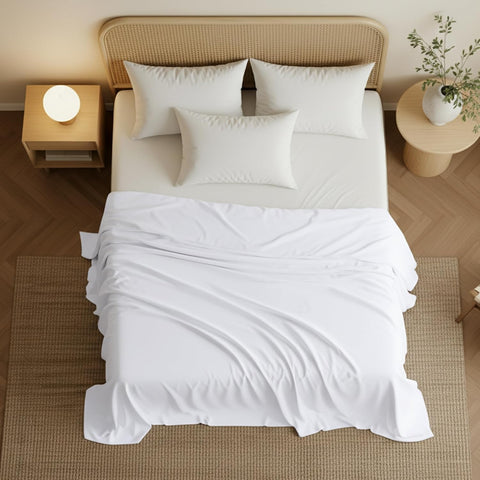 Queen Size Flat Sheet Only, Ultra Soft & Breathable Hotel Sheets, White