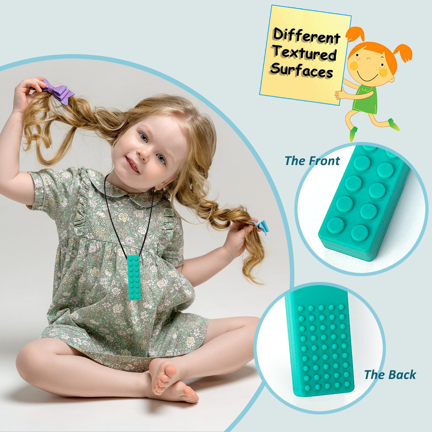 Chew Necklaces for Sensory Kids, 7 Pack Chewy Necklace Sensory Toys for Kids with Autism, Anxiety, ADHD, SPD, Silicone Chew Toys for Boys Girls Adults Chewing Biting Fidgeting