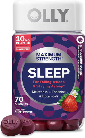 OLLY Maximum Strength Sleep Support Supplement, 10 mg Melatonin - 70 Count