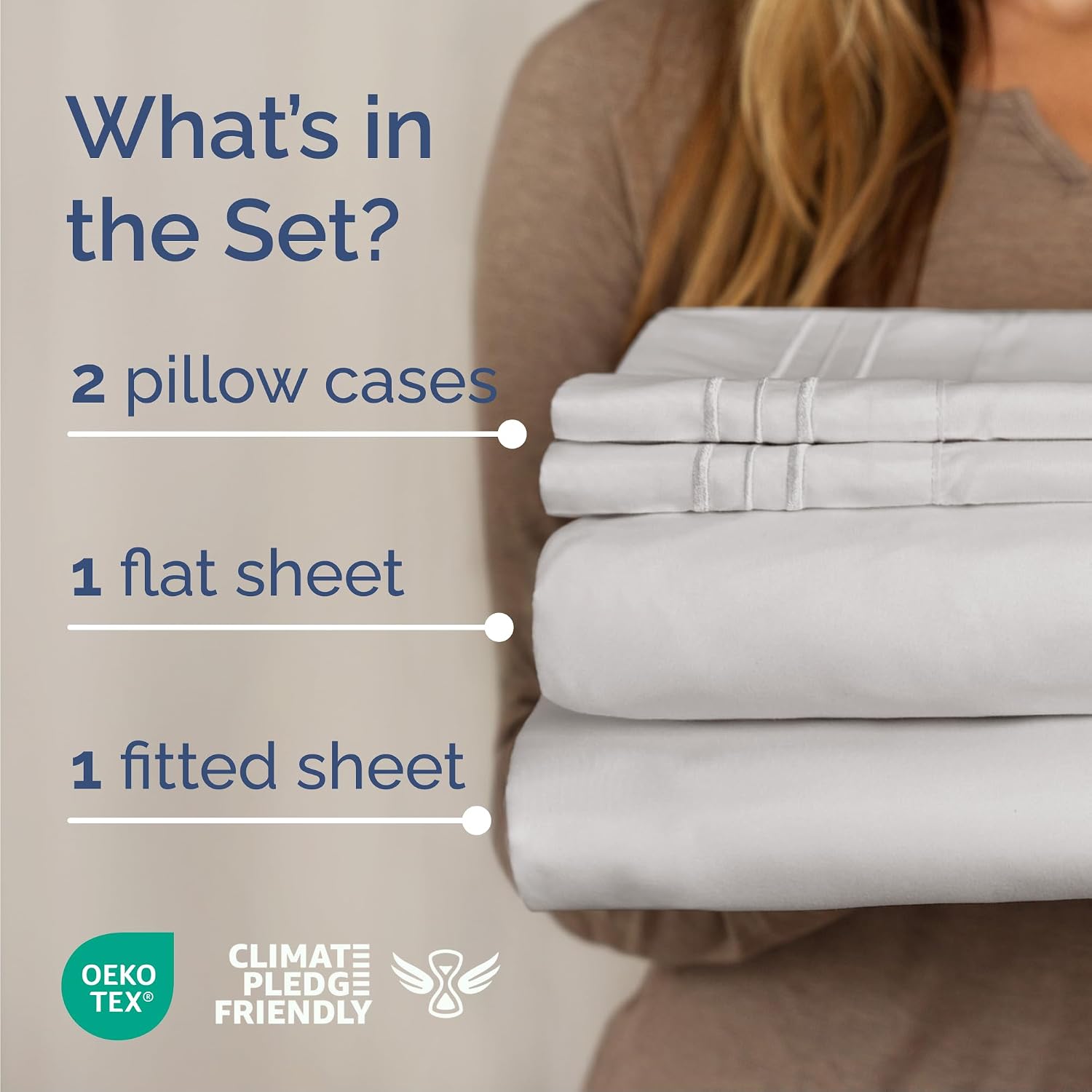King Size 4 Piece Sheet Set - Breathable & Cooling Sheets - French Grey
