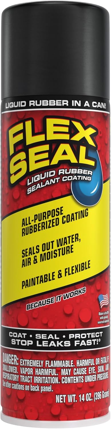 Flex Seal Spray Rubber Sealant Coating, Waterproof, Black, 14 oz, 1-Pack