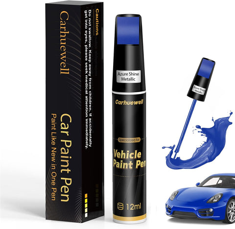 Blue Touch Up Paint for Cars, Auto Car Paint Touch Up Paint Pen for Deep Scratches, Car Scratch Repair Pen, Quick and Easy Solution to Repair Minor Automotive Scratches (Azure Shine Metallic)