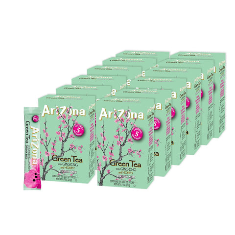 AriZona Green Tea On-the-Go Powder Drink Mix 0.07oz 10ct Box (12 Pack)