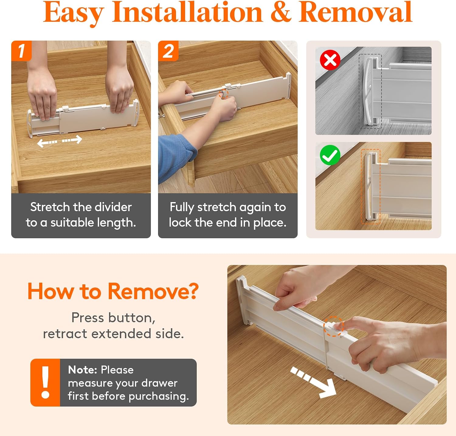 Lifewit 16 Pack 4" High Drawer Divider, Adjustable Drawer Organizer Clothes