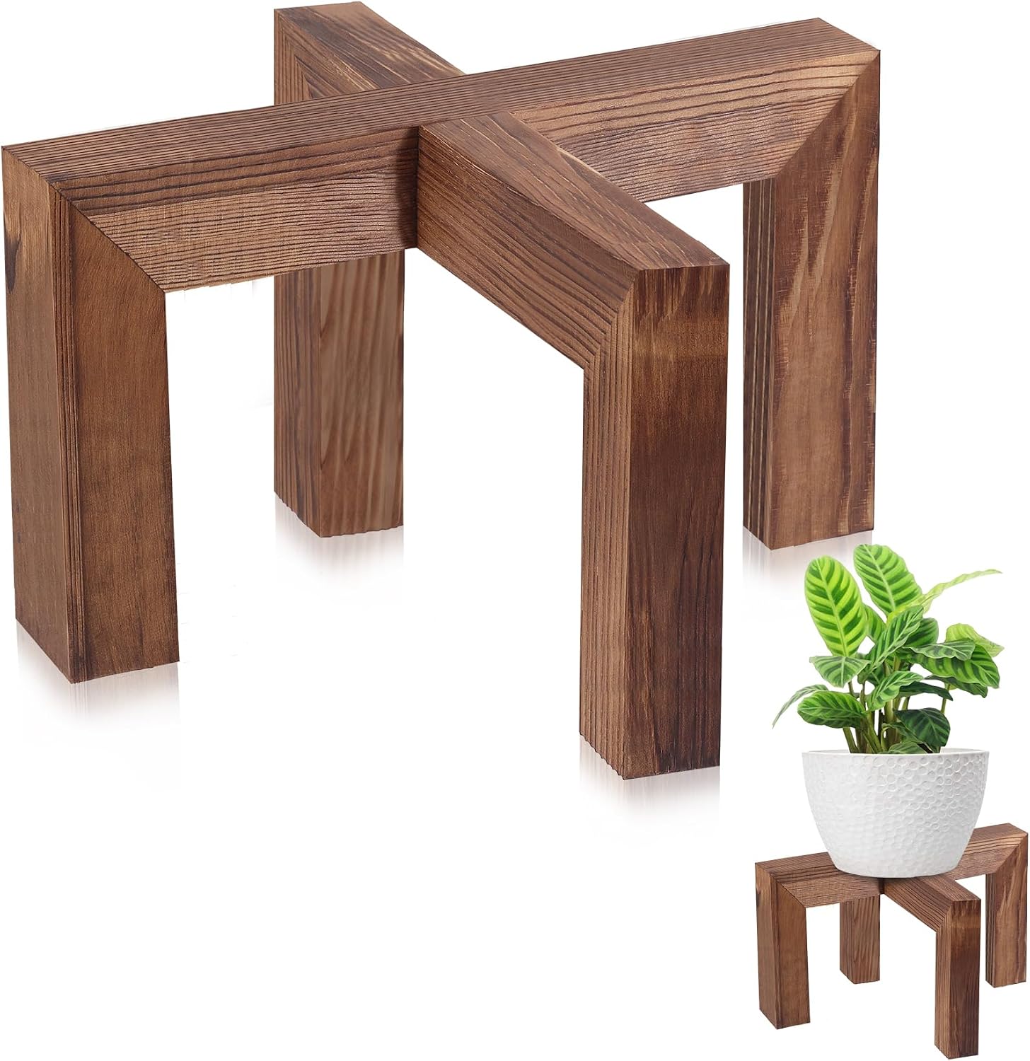 Vigordream Plant Stand, Indoor/Outdoor Wood Plant Holder, Flower Pot Stand