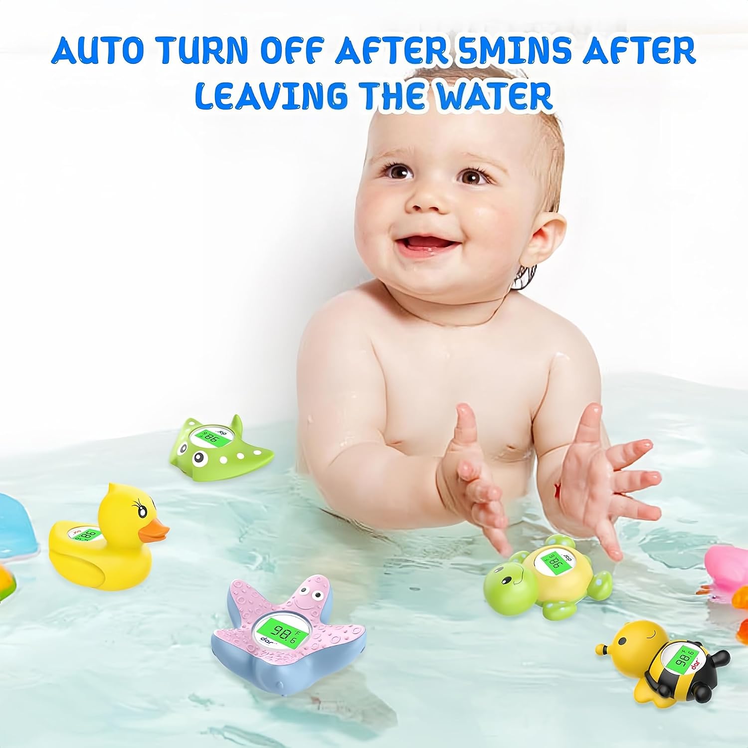 Baby Bath Thermometer for Tub,Floating Digital Water Temperature Thermometer with Instant Accurate Reading,3-Color Safety Light,Auto On/Off for Newborn,Infant & Toddler（Starfish）