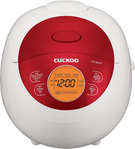 CUCKOO Micom Fuzzy Logic Rice Cooker, 6-Cup Cooked, Red, CR-0351FR