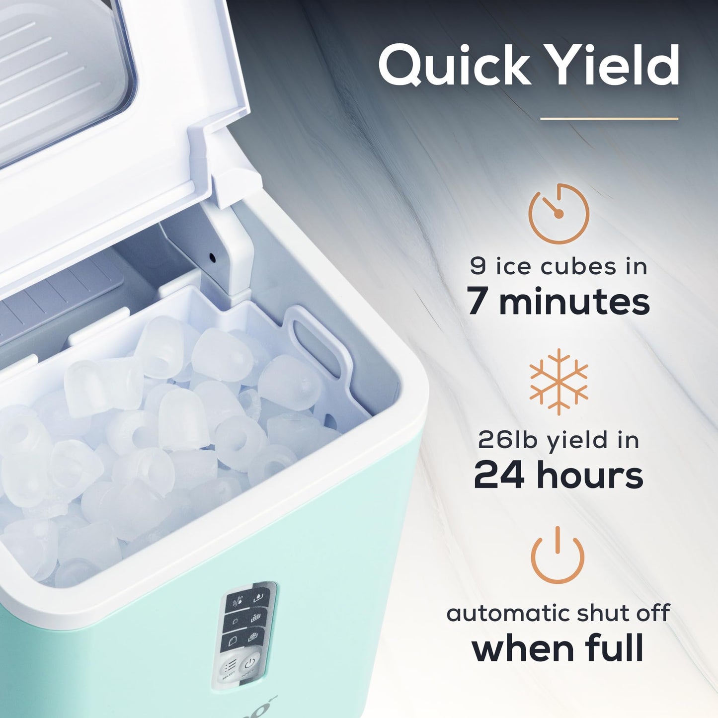 Igloo Automatic Ice Maker, Self- Cleaning, Countertop Size, 26 Pounds in 24 Hours, 9 Large or Small Ice Cubes in 7 Minutes, LED Control Panel, Scoop Included, Perfect for Water Bottles, Mixed Drinks