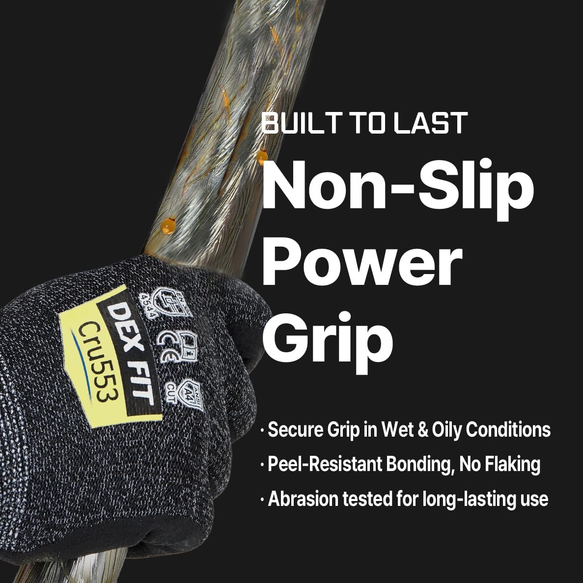 DEX FIT Level 5 Cut Resistant Gloves Cru553, 3D-Comfort Fit, Firm Grip, Thin & Lightweight, Touch-Screen Compatible, Durable, Breathable & Cool, Machine Washable; Grey L (9) 1 Pair