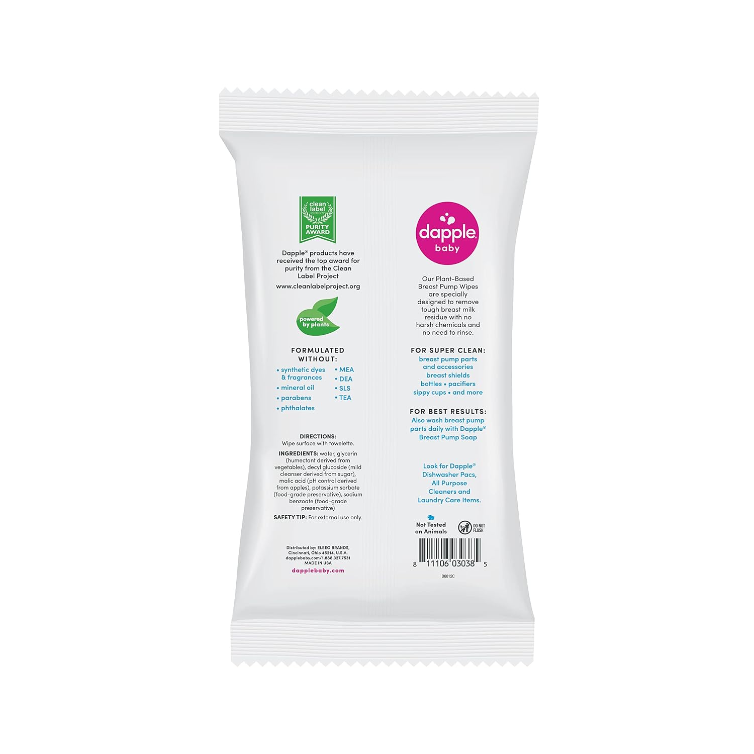 Dapple Baby - Breast Pump Wipes, Wipes Pouch - 25 Count (2 Pack)