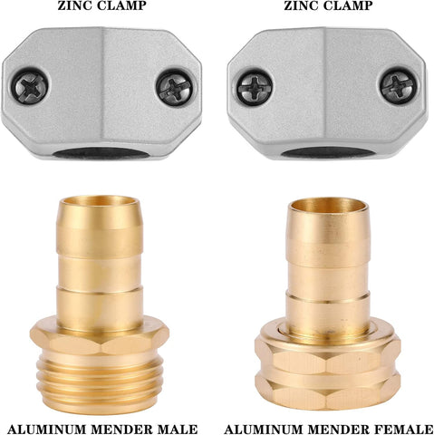 Zinc and Aluminum Male and Female Coupling, Fits All 5/8-Inch and 3/4-Inch Garden Hose Repair Fitting, 2 Pack(Female & Male)