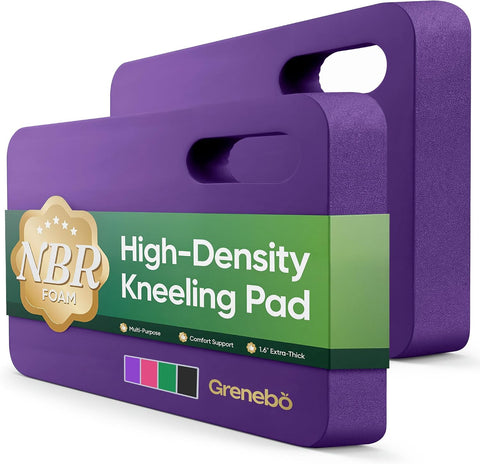 Grenebo 2-Pack Kneeling Pads, Extra Thick NBR, 17.3 x 11 x 1.6 in, Purple