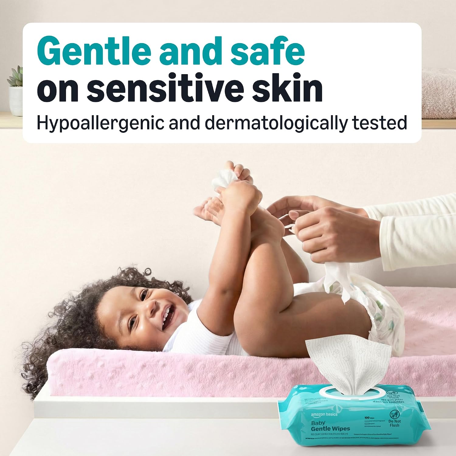 Amazon Basics Gentle Baby Wipes, Formulated Without Fragrance, Hypoallergenic, 600 Count Total (6 Packs of 100 Count Each)