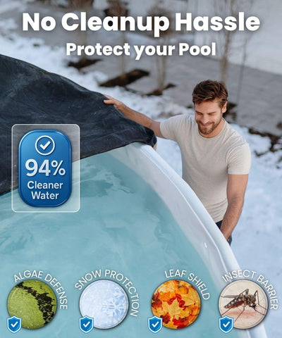 Winter Pool Cover 24 ft Round for Above Ground Pools, Heavy-Duty All-Season