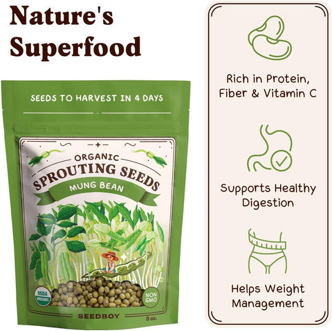 Seedboy Organic Non-GMO Sprouting Seeds (Mung Bean)