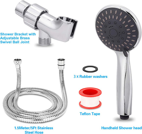 Briout Handheld Shower Head High Pressure 5-Settings with Hose, Chrome