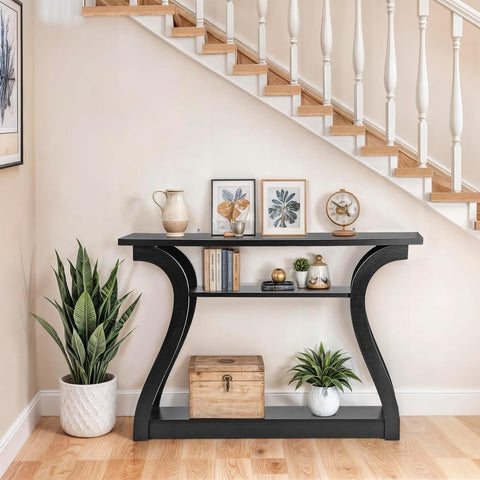 ZenStyle Wood Console Table, 3 Tier Modern Accent Sofa Table for Entryway, Living Room, Hallway, 49 in Wide, Easy Assembly