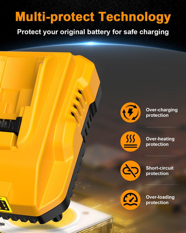 DCB112 Charger Replacement for Dewalt Battery Charger Compatible with Dewalt 12V 20V Max Lithium Battery DCB201 DCB204 DCB205 DCB206 DCB120 DCB127 DCB112 DCB115 DCB118 DCB107 DCB105 DCB102 (Yellow)