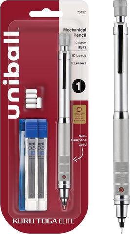 uniball™ Kuru Toga Elite Mechanical Pencil Kit, 0.5mm, HB, Silver, 1 Pack