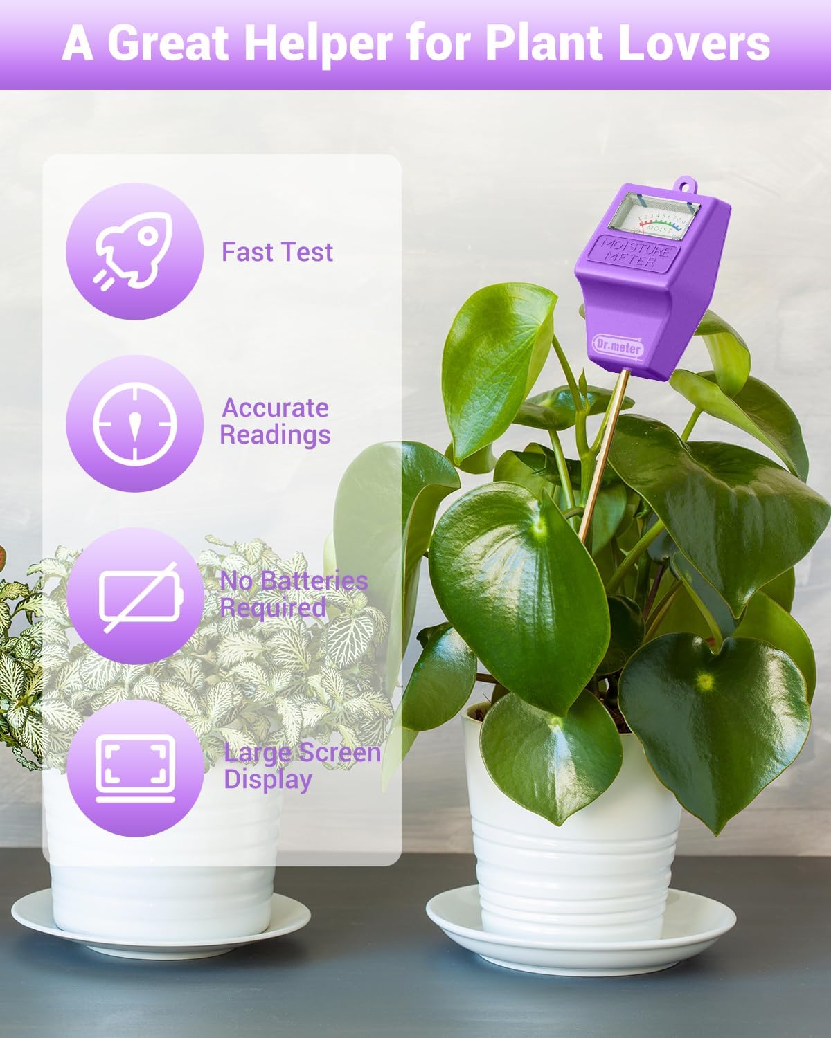 Dr.meter Soil Moisture Meter for Plants, Plant Water Gauge Test Kit