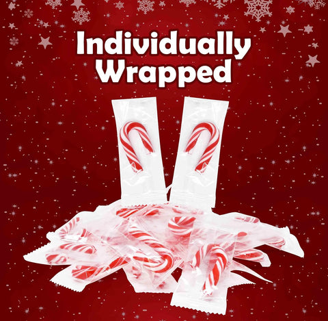 Christmas Mini Candy Canes Individually Wrapped Peppermint Flavor 100 Pack