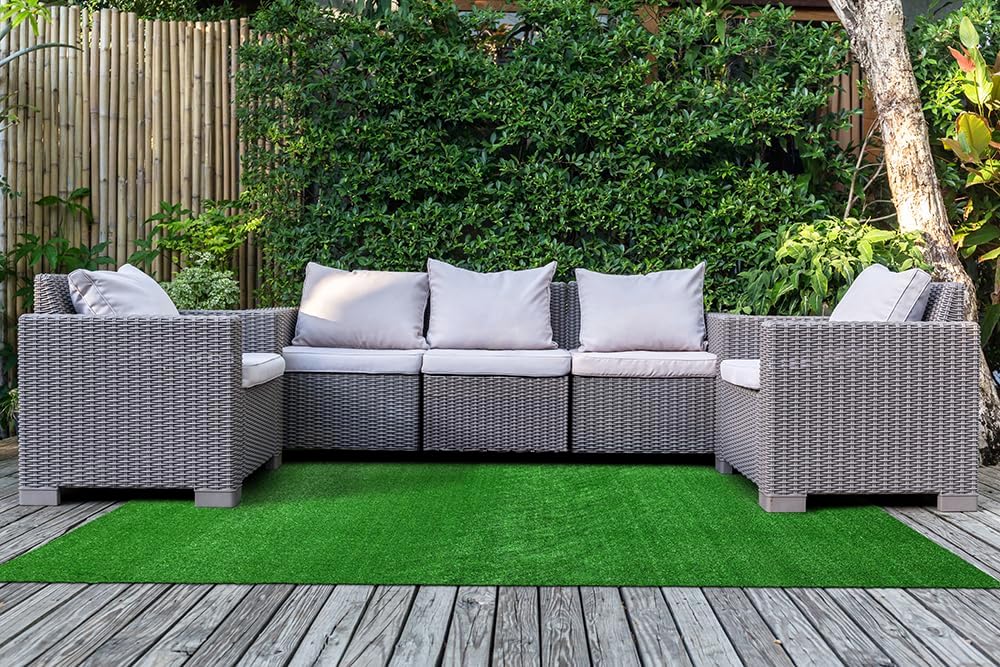 Garland Rug Artificial Grass 5 Ft. X 8 Ft. Large Indoor/Outdoor Area Rug Green -Lush Green, Durable, and Low-Maintenance for Patios, Lawns, and More