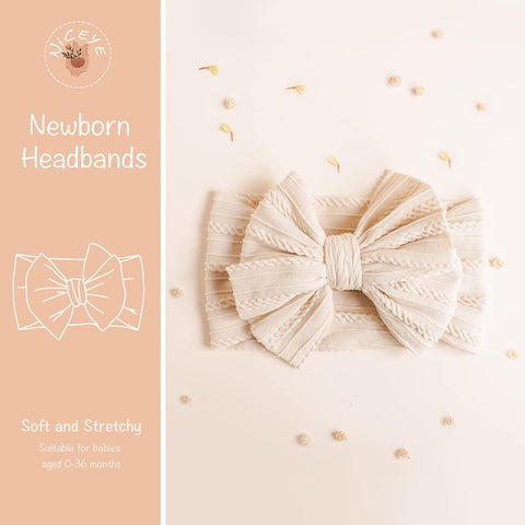 Niceye 6 Pack Baby Girl Headbands with Bows, Soft Stretchy Nylon Bands
