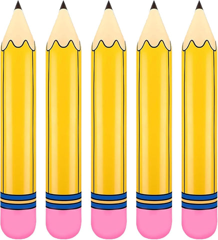 Totelux Large Pencil Balloons 27’’ Inflatable Pencil Back to School Decorations Giant Yellow Crayon Balloons for Classroom Garden Hanging Photo Prop Birthday Party Favor 2PCS