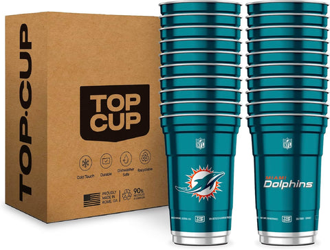 Top Cup NFL Miami Dolphins Aluminum Party Cups, 20oz, 20 Count