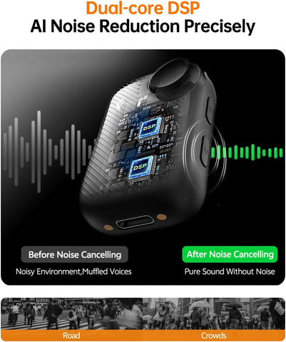 PQRQP S20 Mic (2 TX + 1 RX + Charging Case), Mini Microphone for iPhone/Android/Camera, 48kHz/24-bit High Audio, AI Noise Cancelling, 48h Use, 820ft Range, Wireless Microphones for Vlog, Streaming