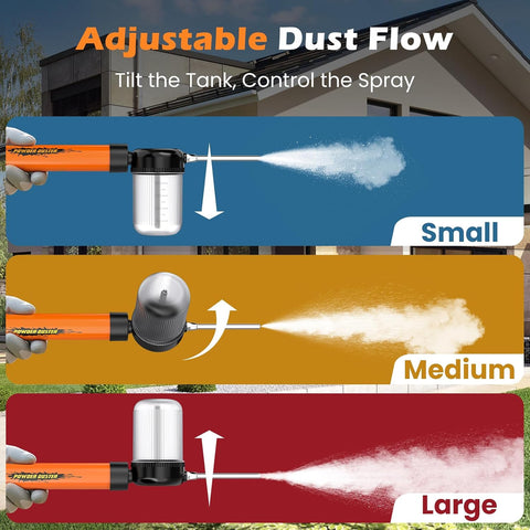 Diatomaceous Earth Powder Duster with Adjustable 4FT Rod, Adjustable Output Pump, 250ml Large Capacity Tank & Clog-Free Design, Powder Dispenser for Indoor/Outdoor Gardening (Orange)