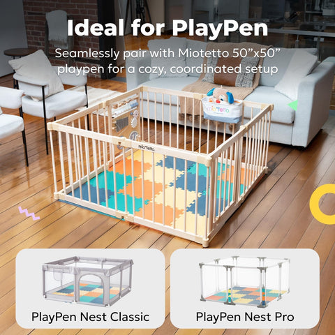 MioTetto Baby Play Mat, Soft Foam Floor Tiles for Kids. Adjustable Interlocking Foam Tiles, Fits with 50x50 Playpen Baby mat for Crawling & Development, Safe & Non-Toxic Playmat for Babies 6-12 Months
