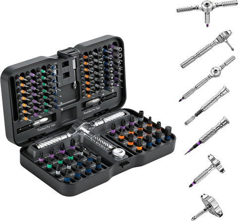 VMAN Ratchet Screwdriver Set, magnetic Screwdriver sets, S2 Steel Bits, DIY Combination Flexible Shaft, Suitable for Furniture Assembly, Precision Electrical Appliance Repair, Bicycle Tools