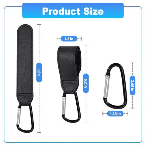 4 Pack Stroller Hooks, Non-Slip Carabiner Clips for Baby Stroller