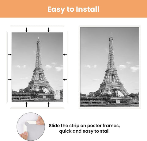 upsimples 24x36 Poster Frame, Easy Slide-In Assembly, White, 3 Pack