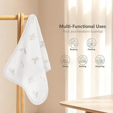 Susurration Muslin Burp Cloths, Soft Baby Burping Cloths for Unisex Boys and Girls, Newborn Essentials Large Extra Absorbent Washcloths, 20x10in, 4 Pack