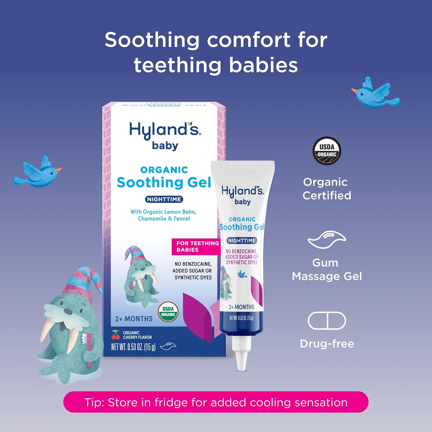 Hyland's Baby Soothing Gel for Teething Babies, Organic, Daytime 0.53oz